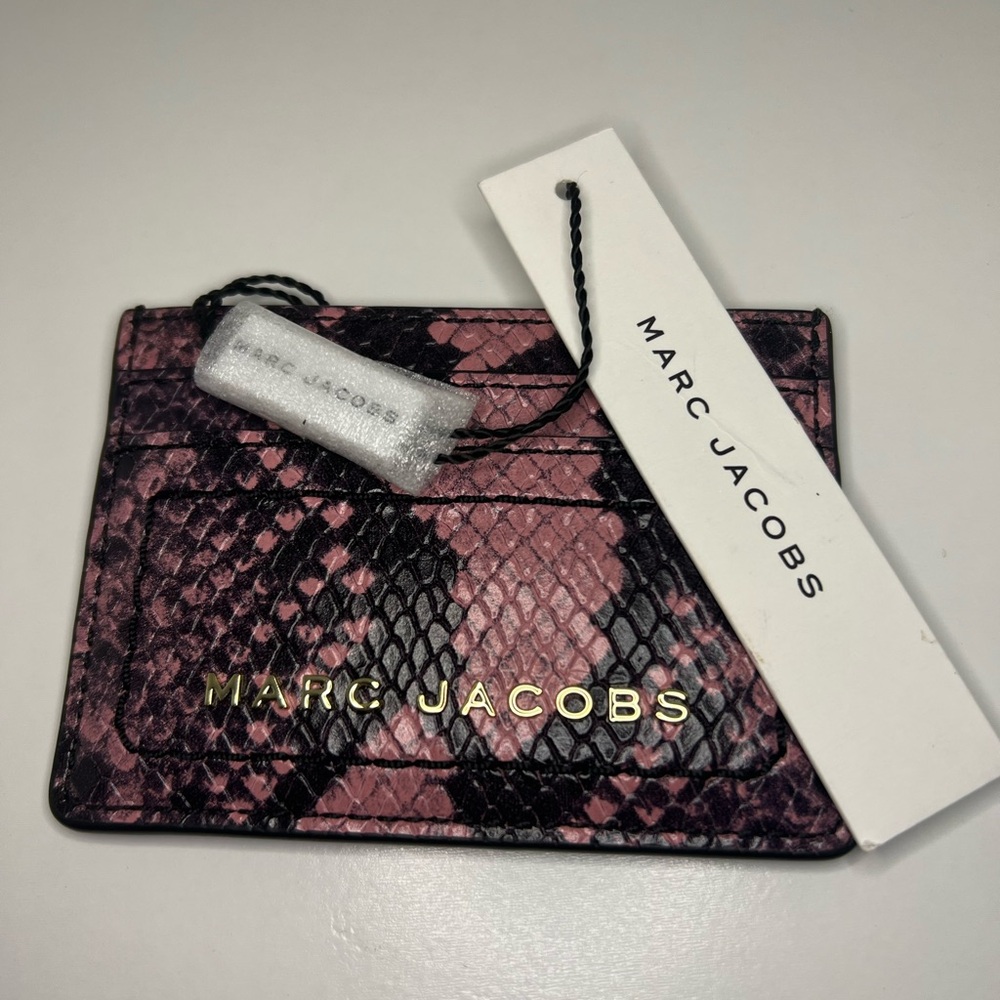Marc Jacobs Pink and Black Snake Print Card Holder